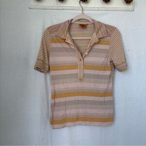 Tory Burch Multicolor Striped Polo Top
